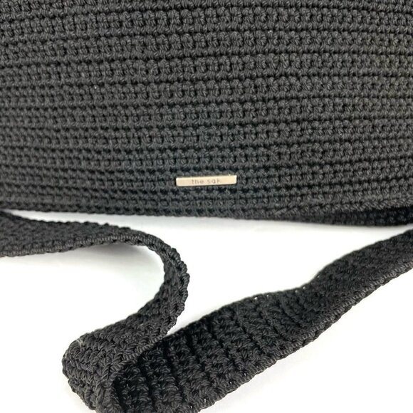 The Sak Crochet Handbag Black Flap Boho Shoulder Bag Purse Bag Charm - Picture 2 of 10
